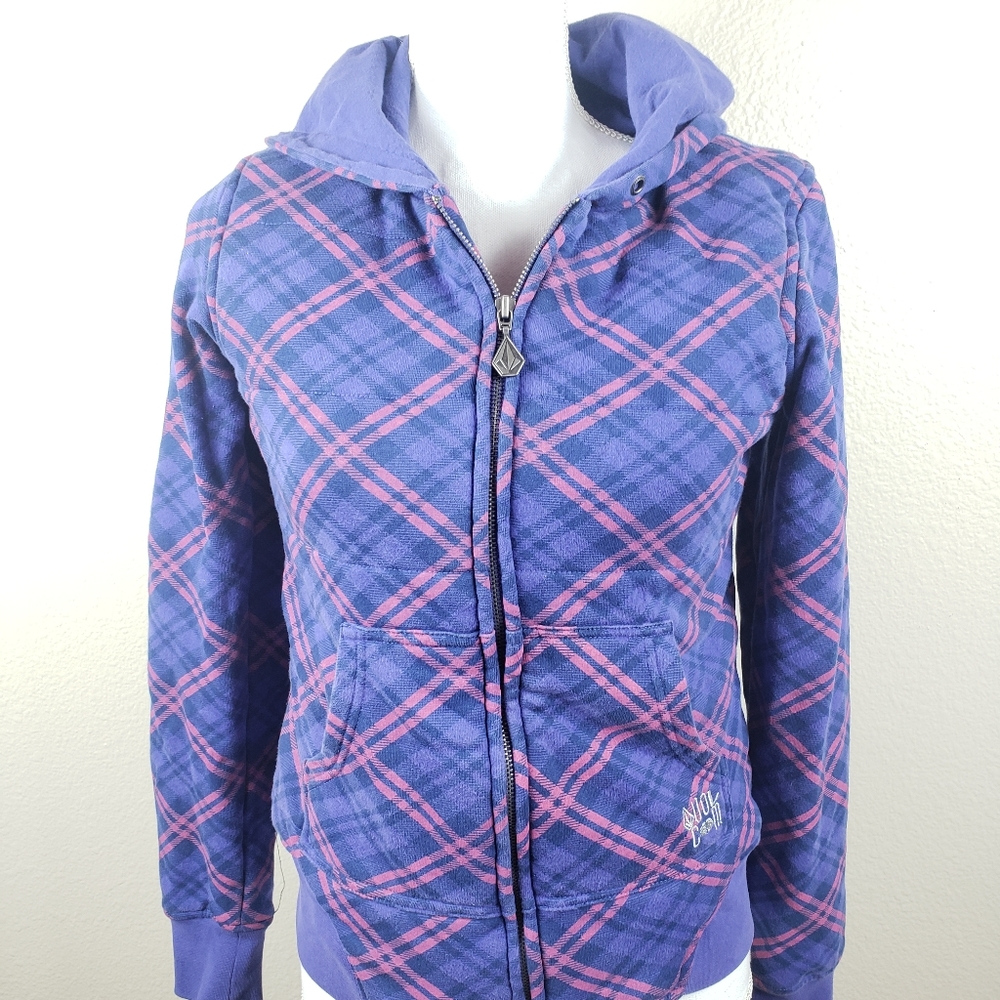 Vintage Volcom thermal purple zip up hoodie Small